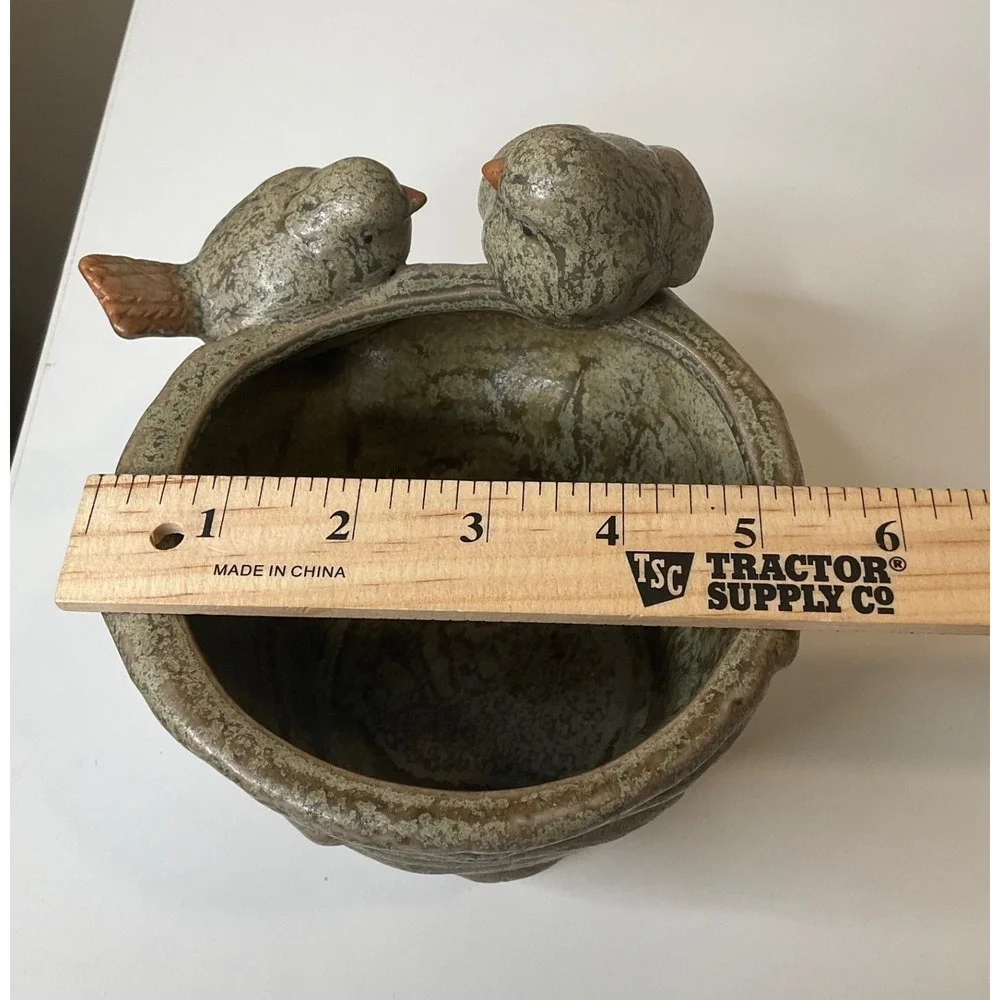 Rustic Ceramic Planter Birds Nest Eggs Flower Pot Cottagecore Country Decor